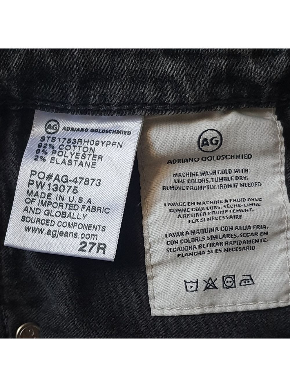 AG The Isabelle High Rose Straight Crop Raw Hem Gray Size 27R Adriano Goldshmeid - Picture 10 of 13